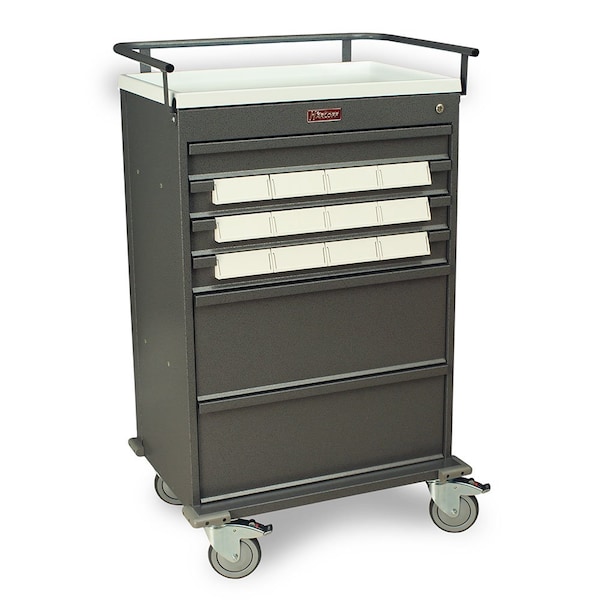 Value Line Med-Bin Medication Cart with Key Lock, 6 Drawers and 12 Medication Bins.